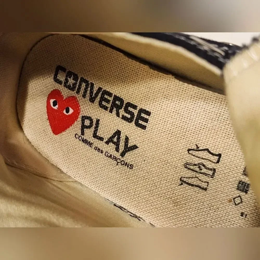 Comme des Garçons PLAY x Converse Chuck 70 Hi Black Heart Sneakers Womens Sz 6
